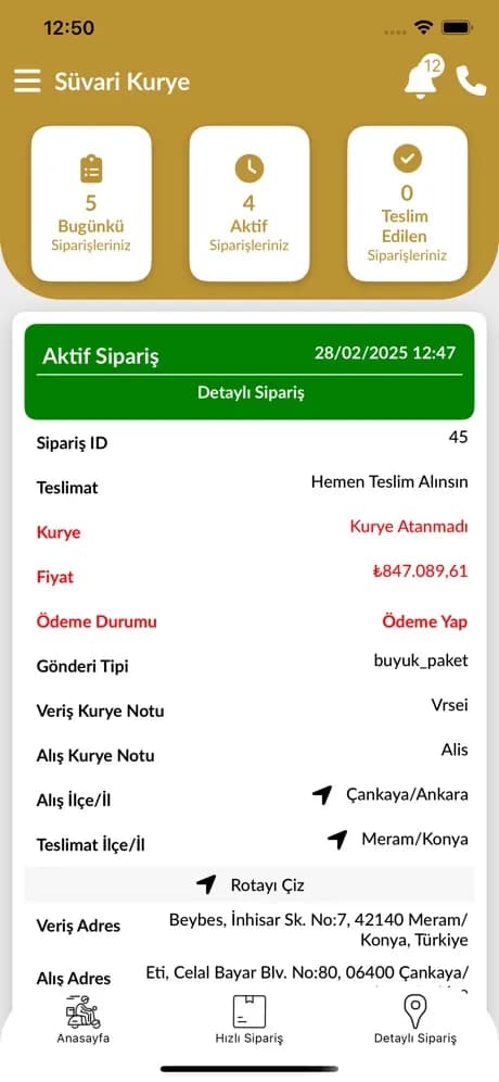 Süvari Kurye ekran görüntüsü