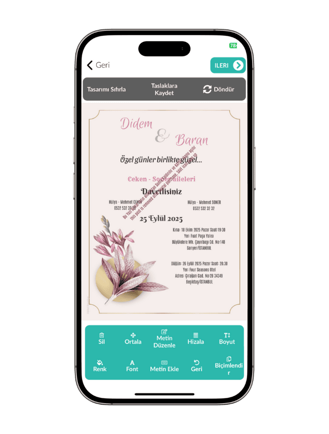 Dijital Davetiye Mobil Uygulama ekran 2