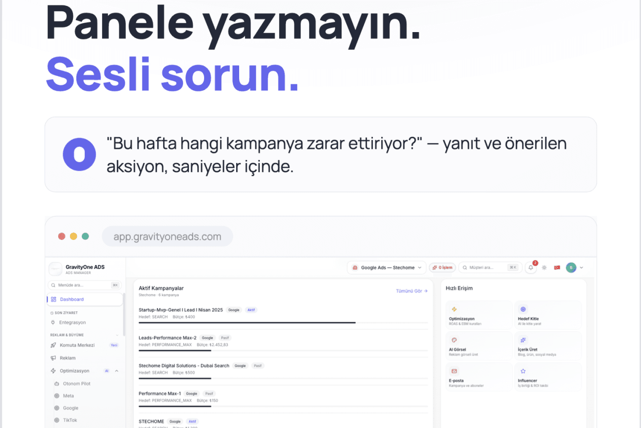 GravityOne – Dijital Ajans Projesi ekran 3