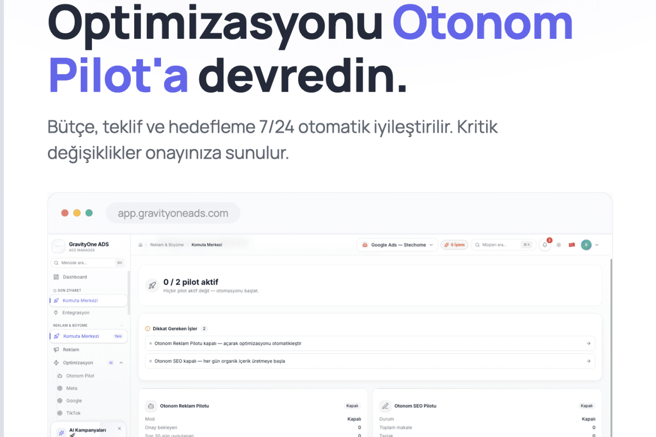 GravityOne – Dijital Ajans Projesi ekran 2