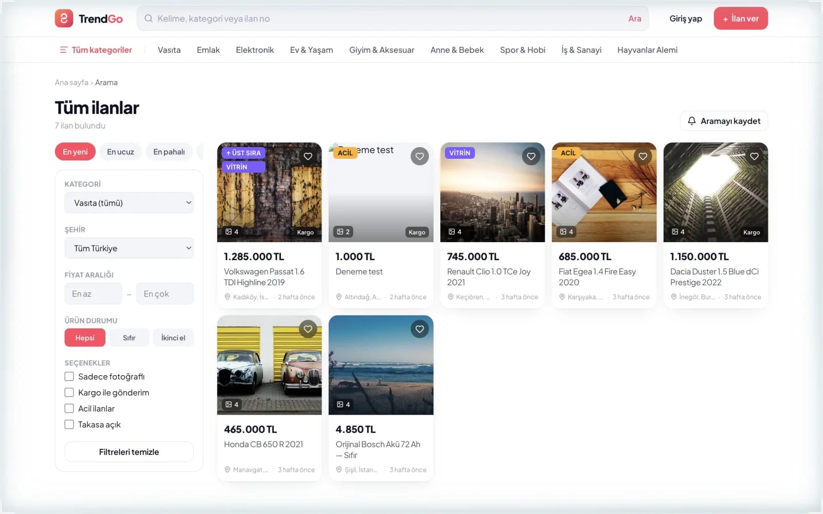 TrendGo Pazar – Pazaryeri Web Sitesi ekran 3