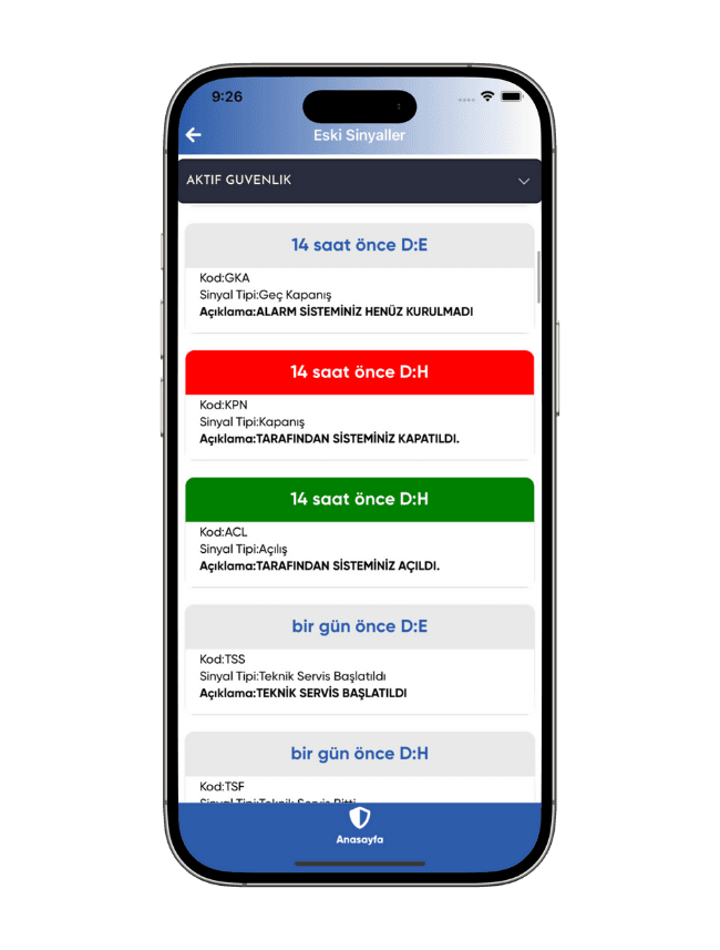 Aktif Güvenlik – Alarm Mobil Uygulama